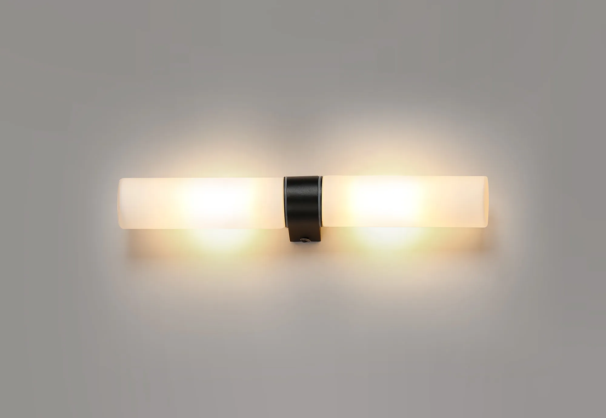 Tasso Glass IP44 2 Light Wall Lamp Satin Black D0641  Deco Tasso